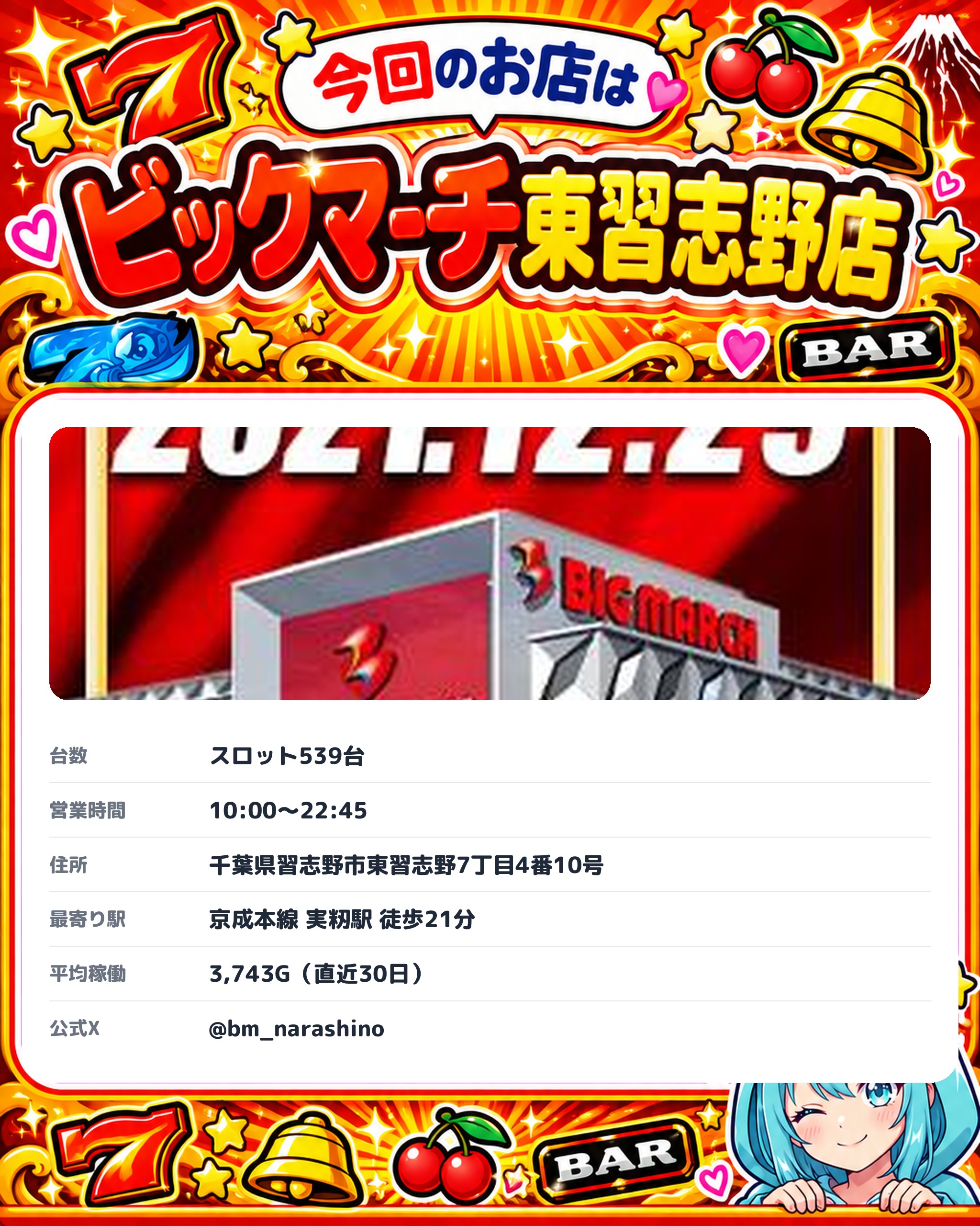 ビックマーチ東習志野店の今回のお店